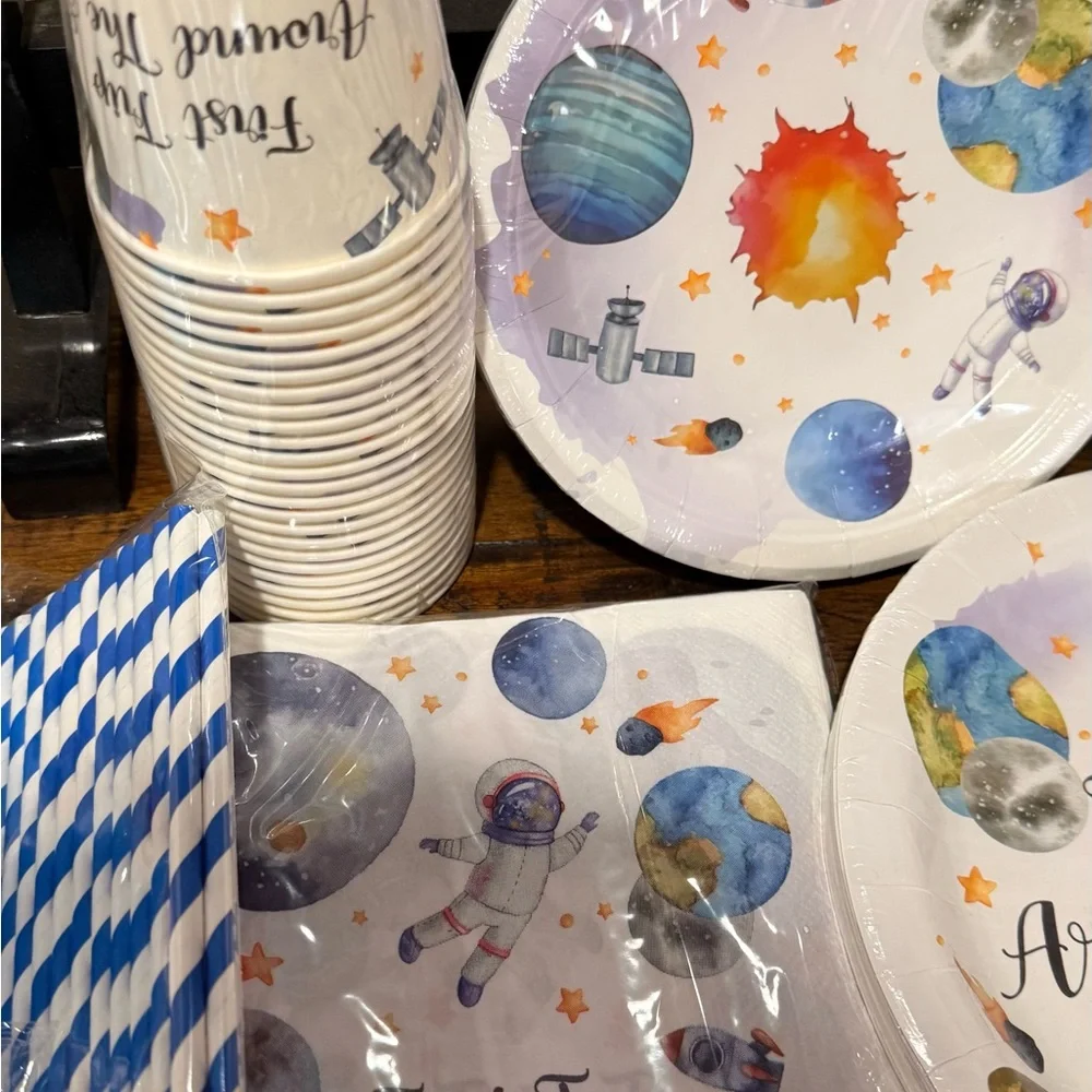 Space Adventure Disposable Tableware Set - Blue Serves 25